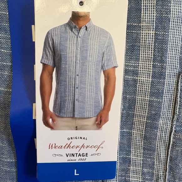 Weatherproof Light Blue Striped Button Down Shirt - Picture 5 of 15